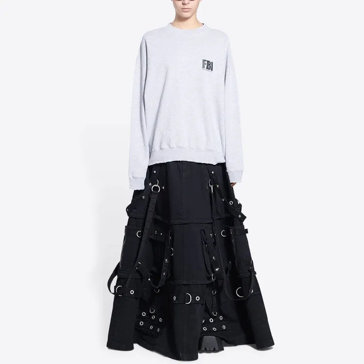 Balenciaga Regular Crewneck 'Heather Grey/Black'-5