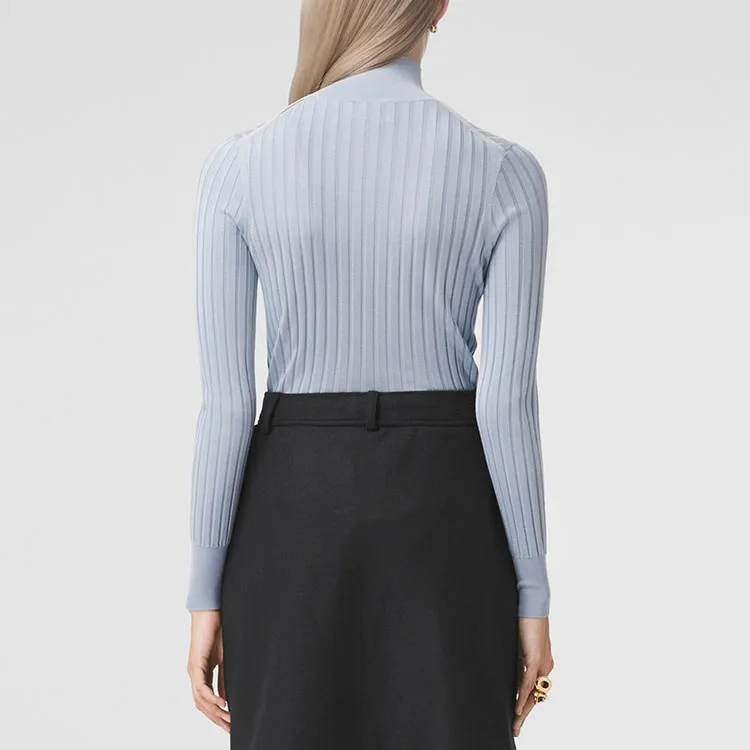 Burberry Turtleneck Slim Fit Knitwear Women's Light Blue 80447231-2