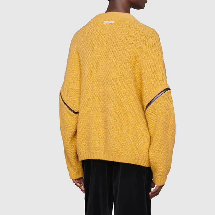 GUCCI V neck Cable knit Wool Jumper-5