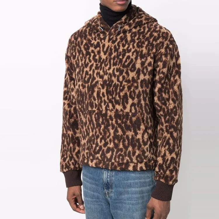 AMIRI Leopard Print Fleece Hoodie Sweatshirt-3