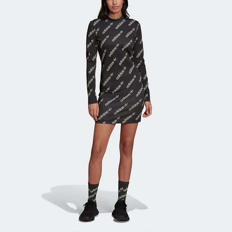 Adidas Originals Long Sleeved Dresses Women's Black-2