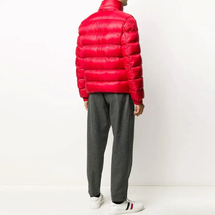 Moncler Solid Color Hooded Down Jacket Men's Red-2