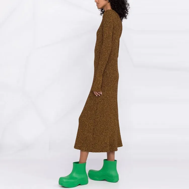 GANNI Long-Sleeved Dresses Women's Brown-3