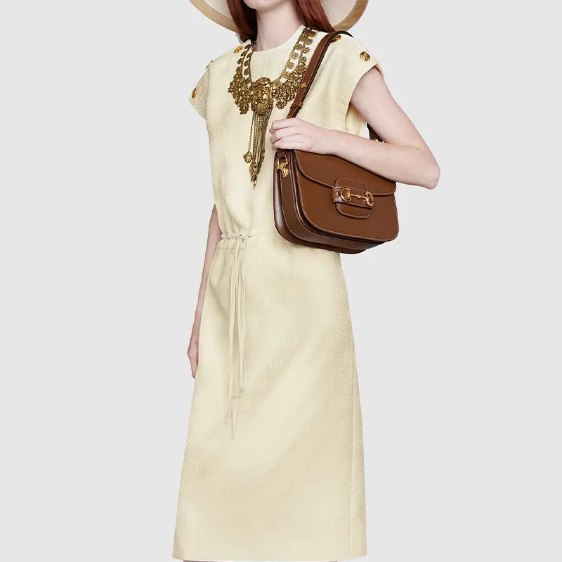 GUCCI Leather Saddle Bag, Crossbody Bag, Shoulder Bag Women's Brown-8