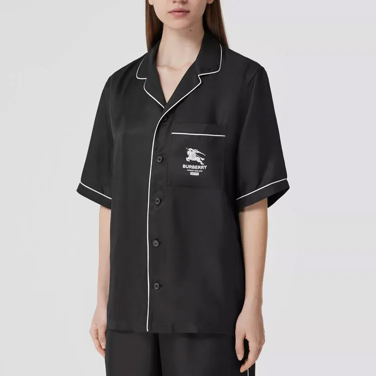 Supreme Burberry Icon Silk Pajama Shirt-4
