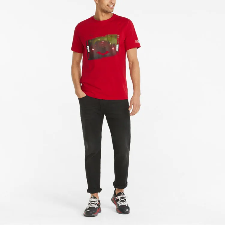 PUMA T Shirts Men Cherry Red-2