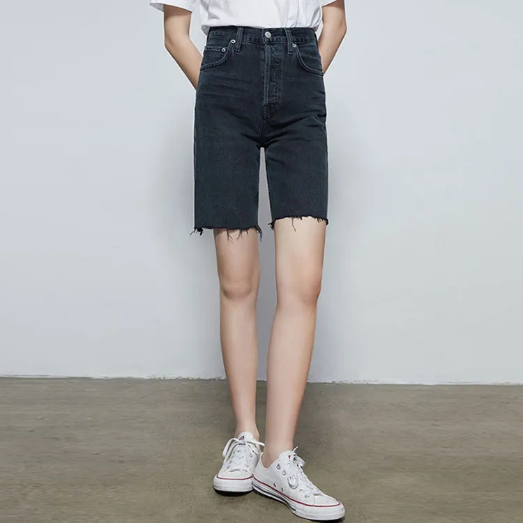 AGOLDE Knee length Denim Shorts-4