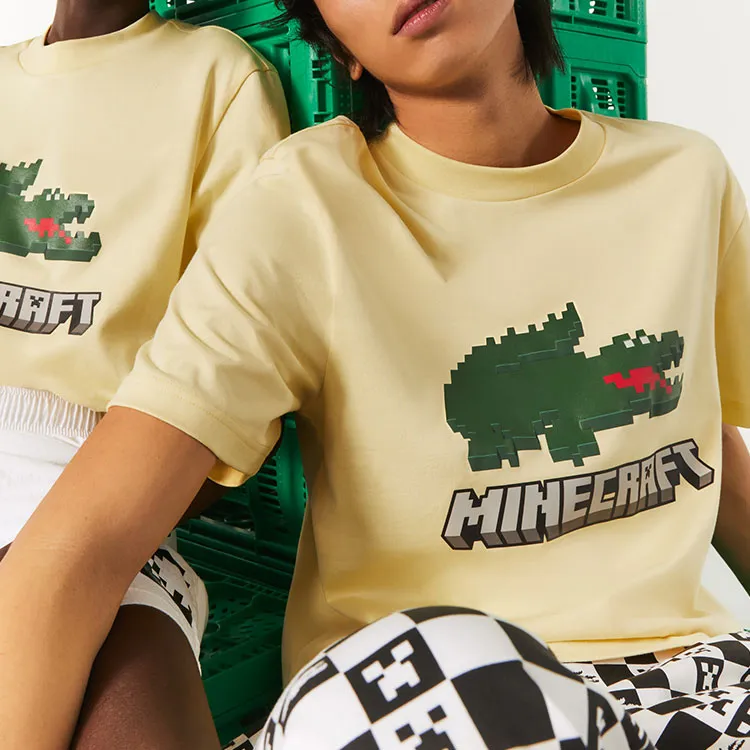 LACOSTE x Minecraft Drop Shoulder Sleeve T Shirt Unisex Yellow-5