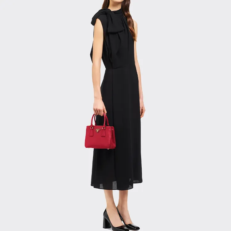 PRADA Saffiano Leather Shoulder Bag Crossbody Bag Handbag Mini Women's Red-4