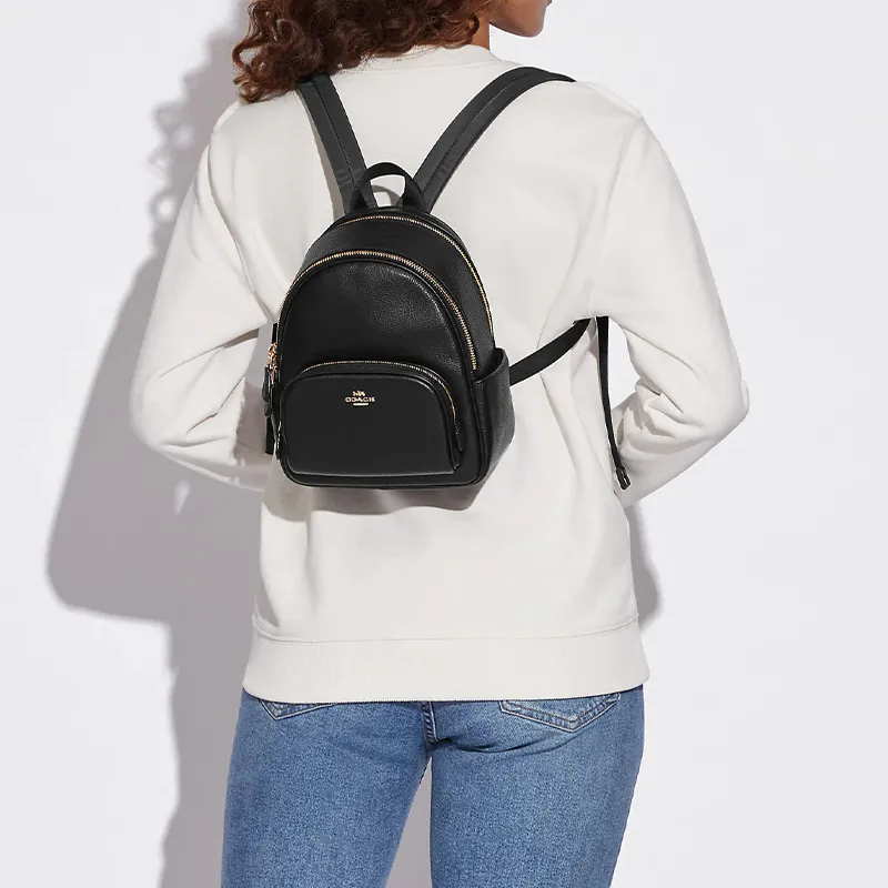 COACH Court Textile, Leather Backpack Trumpets Women's Black-3