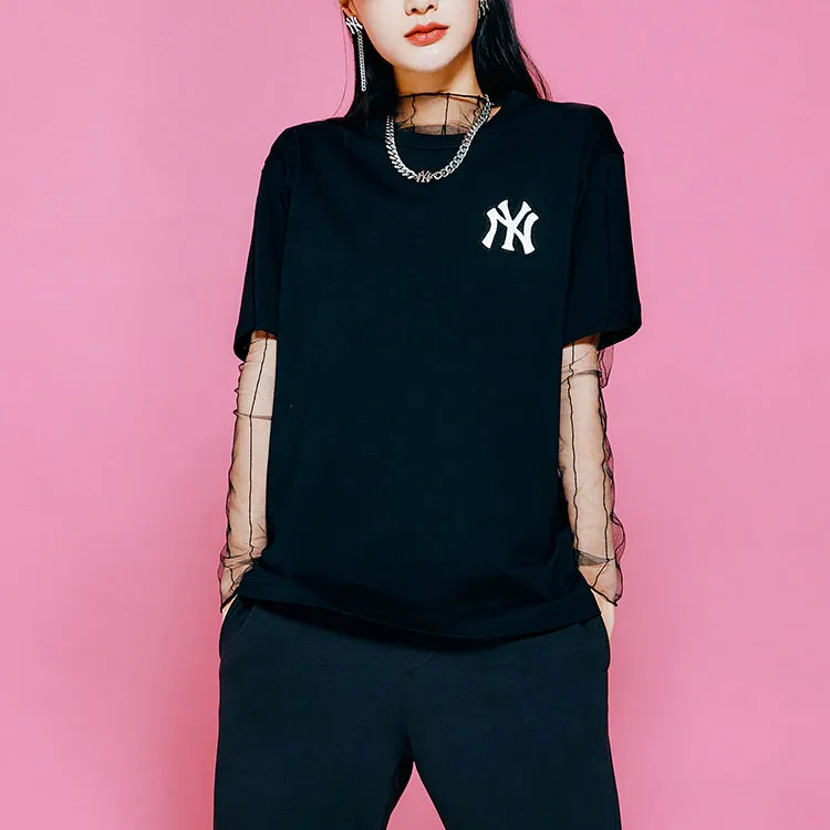 MLB Old Flower T Shirts Unisex Black-7