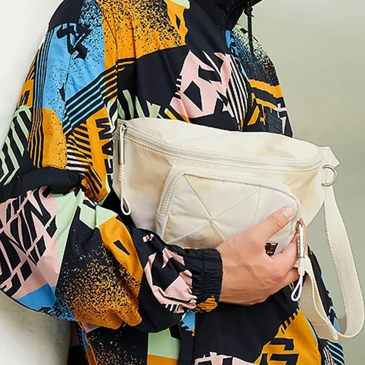 LiNing Fabric Crossbody Bag, Fanny Pack, Sling Bag Unisex Ecru-5