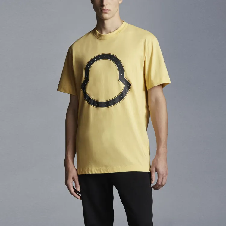 Moncler T Shirts Men Gray Yellow-1