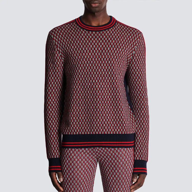 BALMAIN Monogram Check pattern Jumper-6