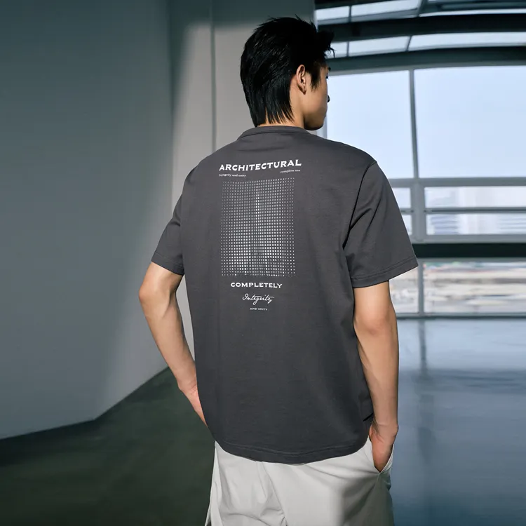 GXG Urban Aesthetics Of The Blockbuster Weaving Series T-Shirts Men Smoke Gray-4