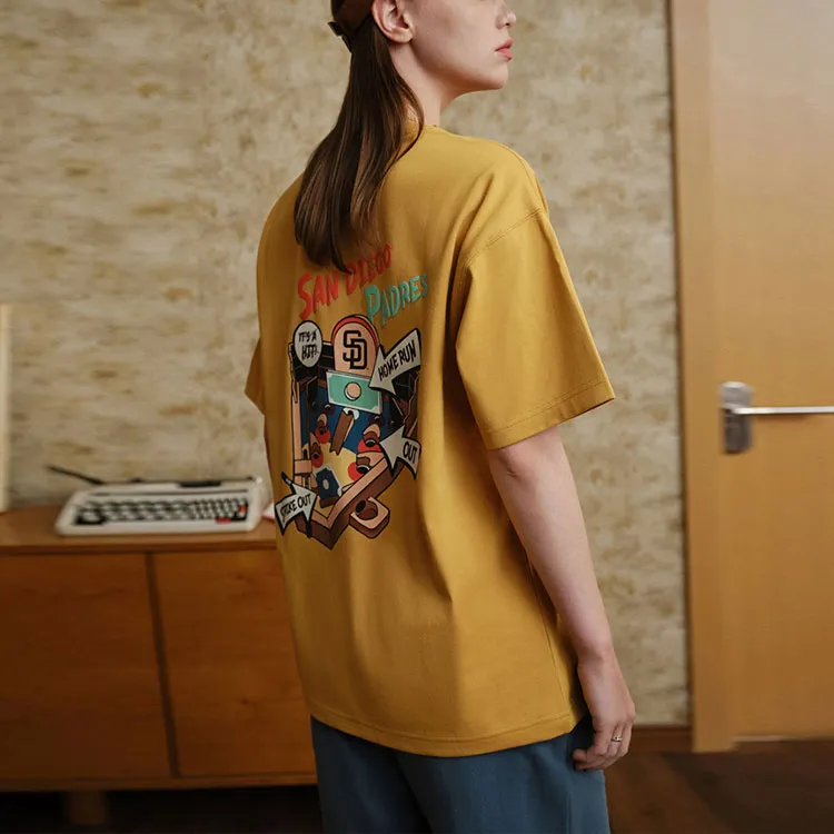 New Era Drop Shoulder Sleeve T-Shirt Unisex Yellow-3