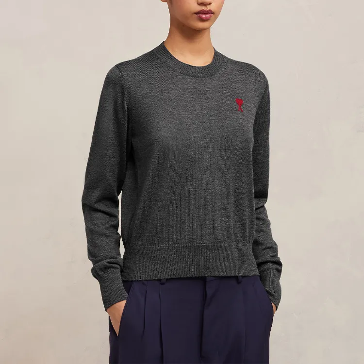 AMIPARIS Paris Ami De Coeur Logo Embroidered Crewneck Knitted Jumper-3