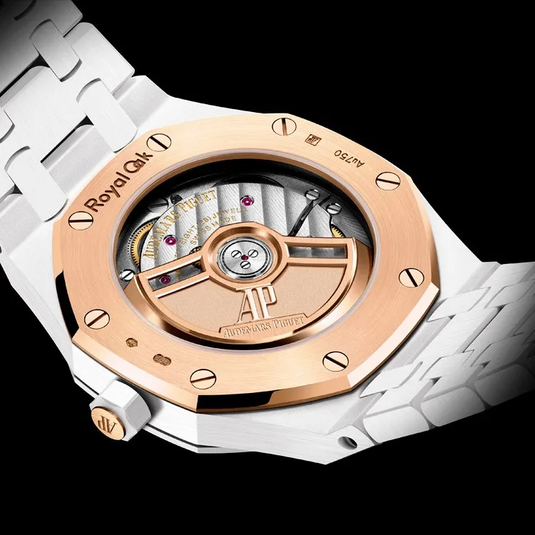 AUDEMARS PIGUET ROYAL OAK Collection Automatic Mechanical Movement Women's Watch 34mm Silver Dial Ceramic Watch Case-4