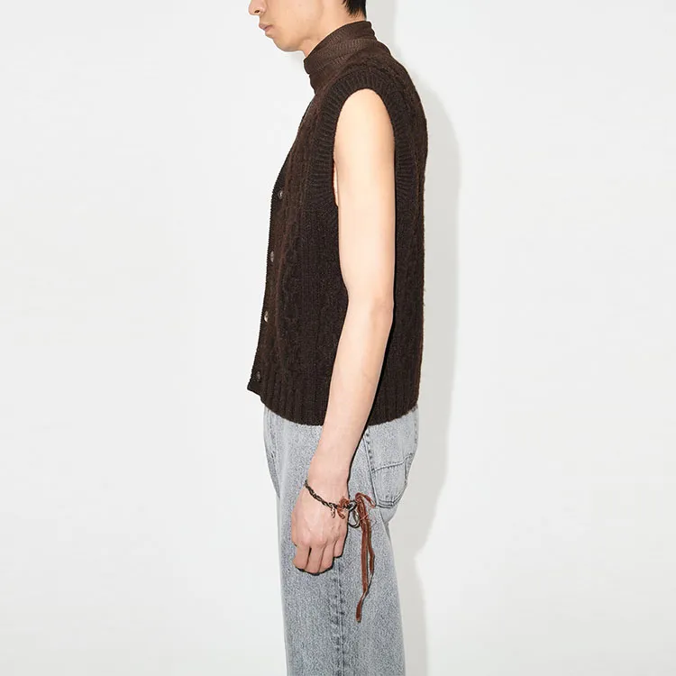 OUR LEGACY V-neck Wool Cable-knit Vest-4