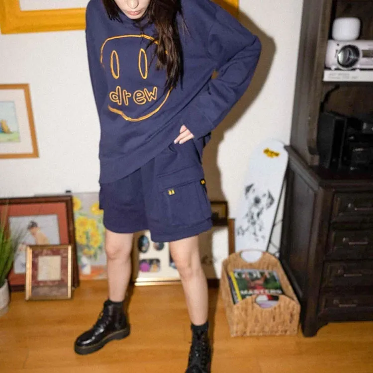 Drew House Smiley Collection Casual Shorts Unisex Marine Blue-8