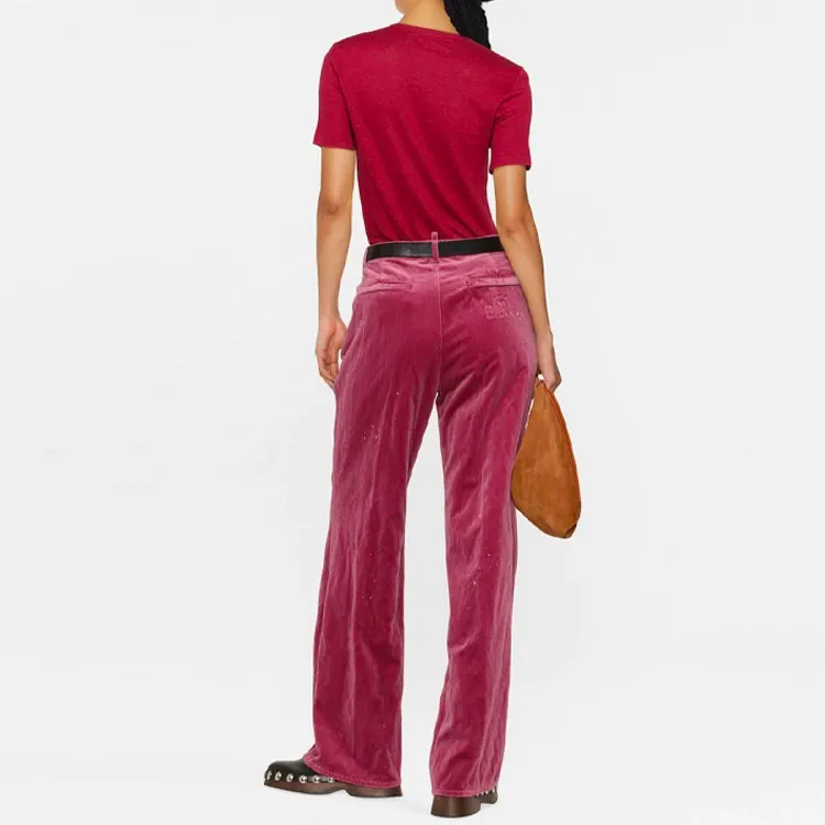 DSQUARED 2 Embroidered logo Velvet Trousers-2