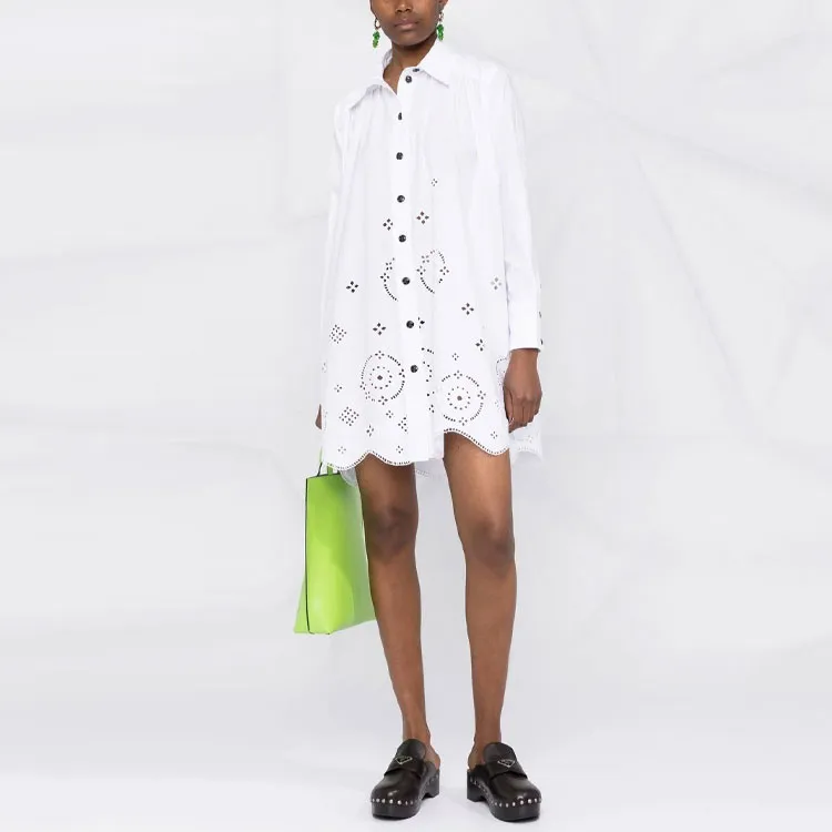 GANNI Long-Sleeved Dresses Women's White-1
