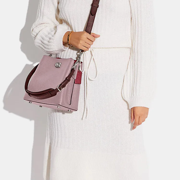 COACH Willow Leather Bucket Bags Shoulder Bag Crossbody Bag Medium Size Women's Purple-5
