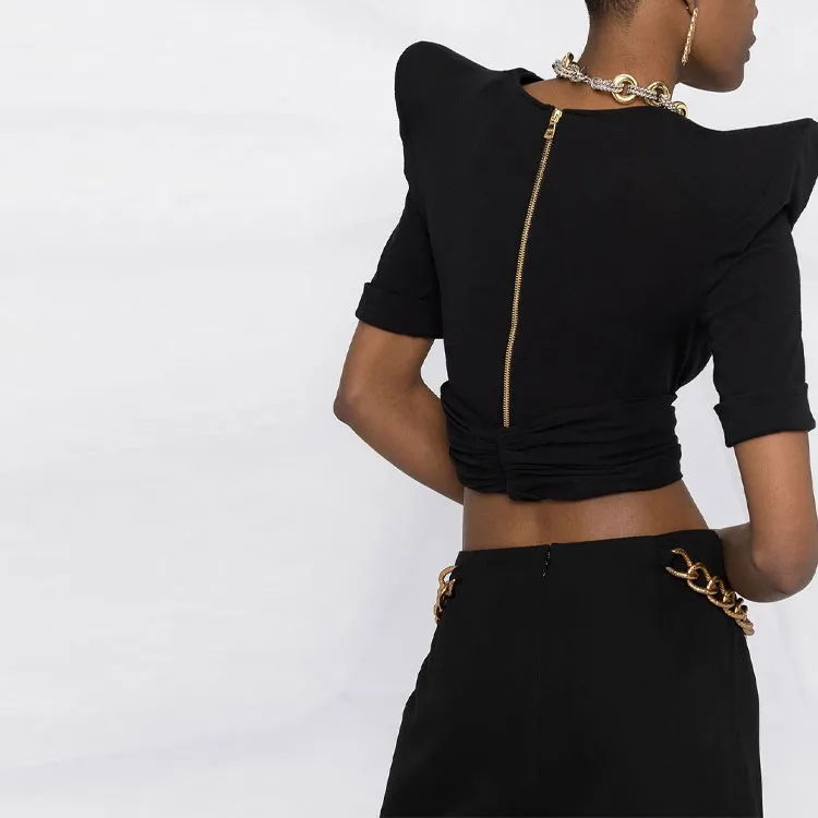 BALMAIN Crop Tops Women's Black-3