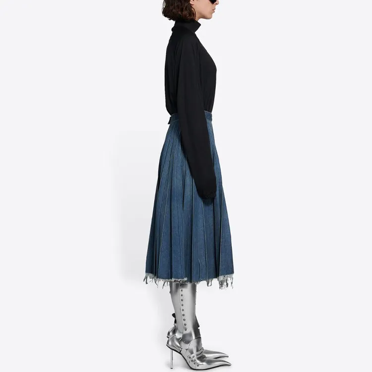 Balenciaga Denim Short Skirts Women's Blue-4