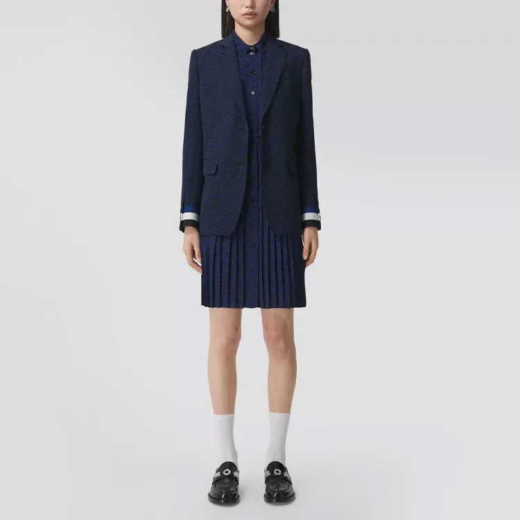 Burberry Long-Sleeved Dresses Women's Blue-3