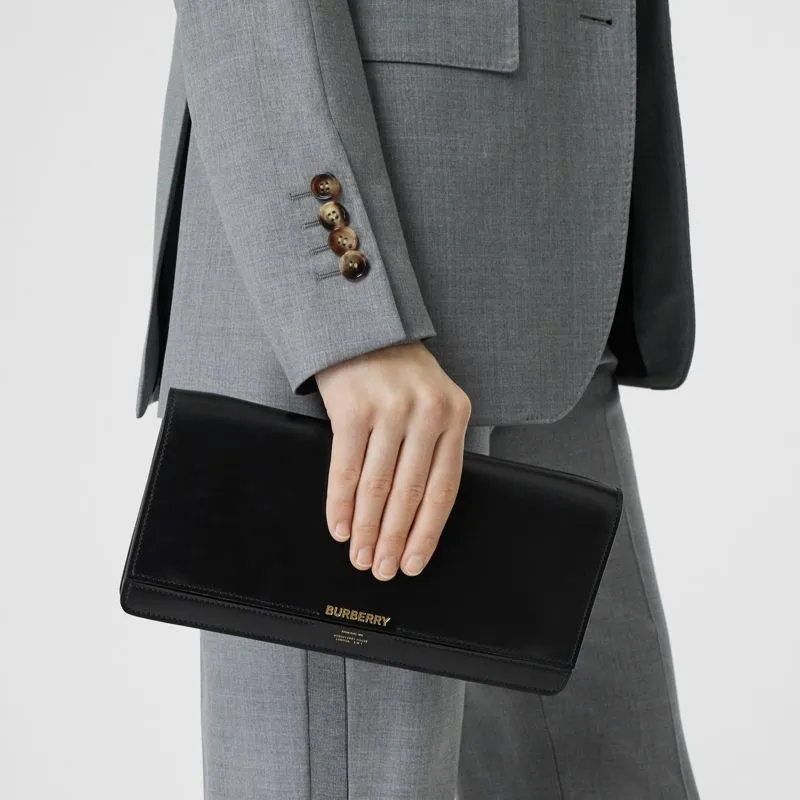 Burberry Horseferry Leather Shoulder Bag Wallet Women's Black-8