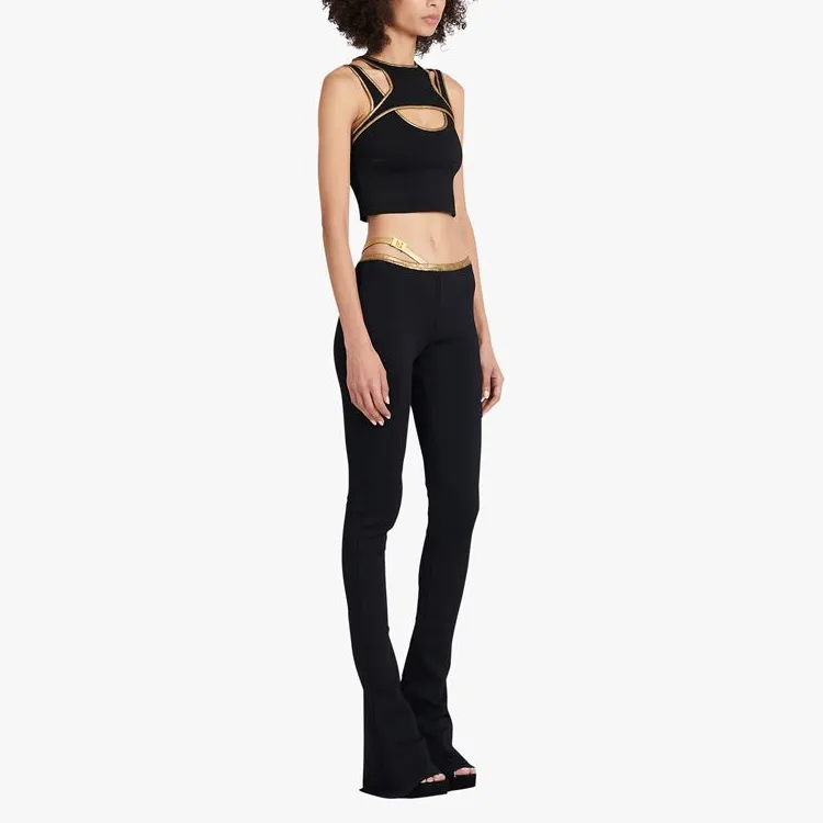 BALMAIN Contrast trim Knitted Crop Top-5