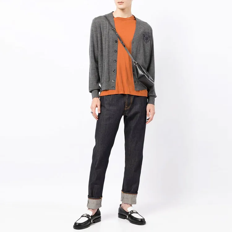 GUCCI FW22 Knitted Fabric Cardigan Coat Men's Gray-1