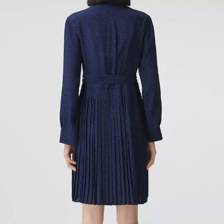 Burberry Long-Sleeved Dresses Women's Blue-2