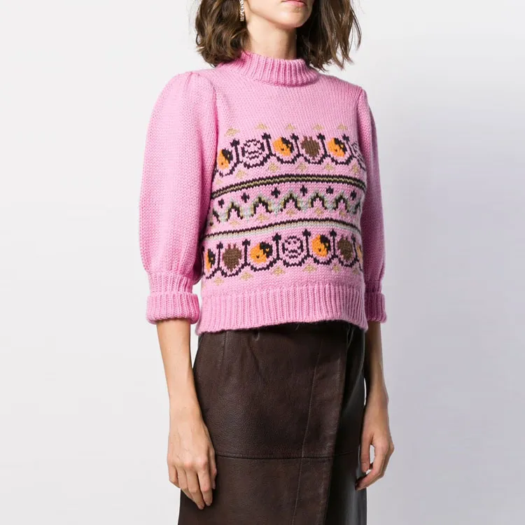 GANNI FW21 Loose Fit Sweater Women's Pink-3
