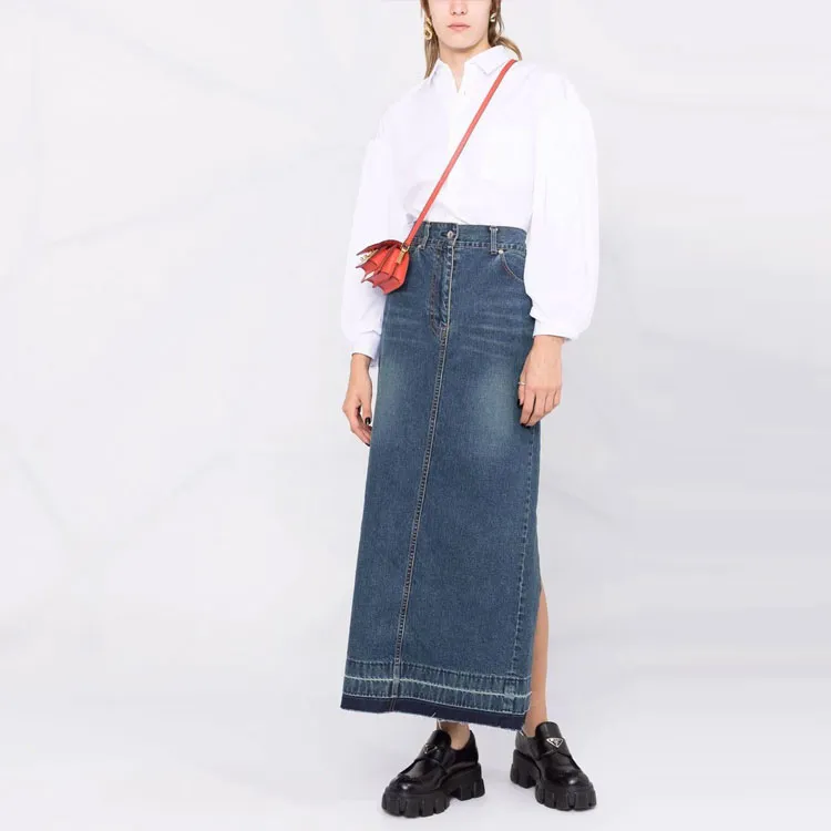 Sacai Denim Long Skirts Women's Blue-2
