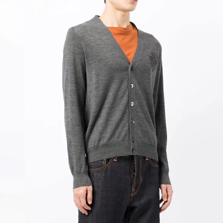GUCCI FW22 Knitted Fabric Cardigan Coat Men's Gray-3