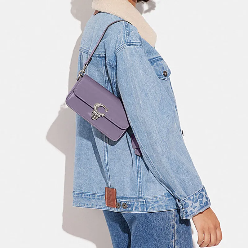 COACH Studio Cow Leather Handbag Shoulder Bag Crossbody Bag Regular Women's Purple-6