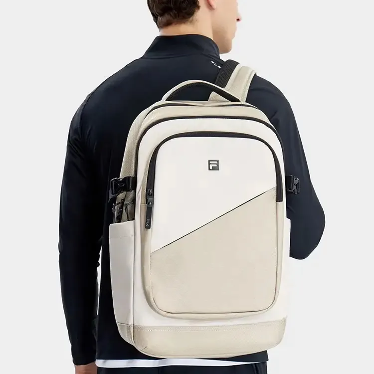 FILA Fabric Laptop Backpack Regular Men's Ecru-5
