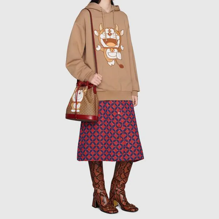 GUCCI Doraemon Collaboration Canvas With Leather Bucket Bag, Shoulder Bag, Crossbody Bag Women's-6