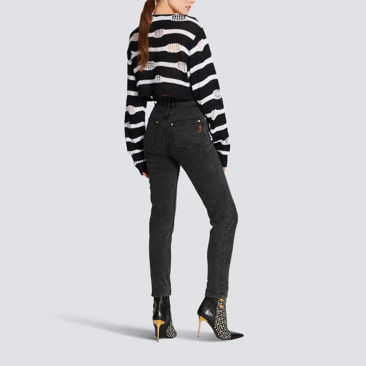 BALMAIN Logo plaque Denim Jeans-2