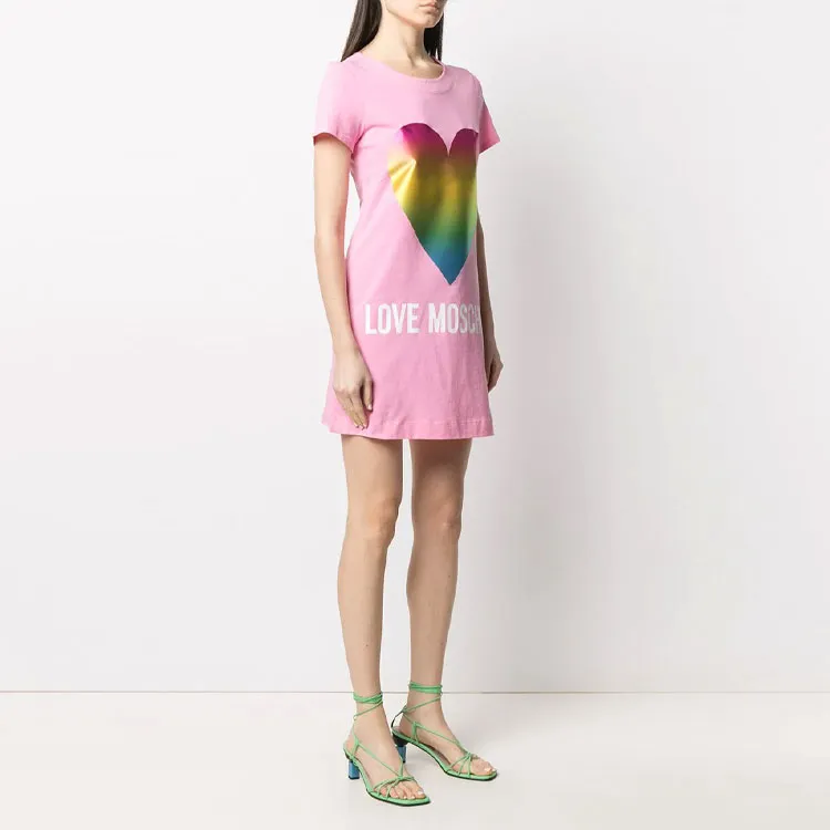 LOVE MOSCHINO Short Sleeved Dresses Women's Pink-3