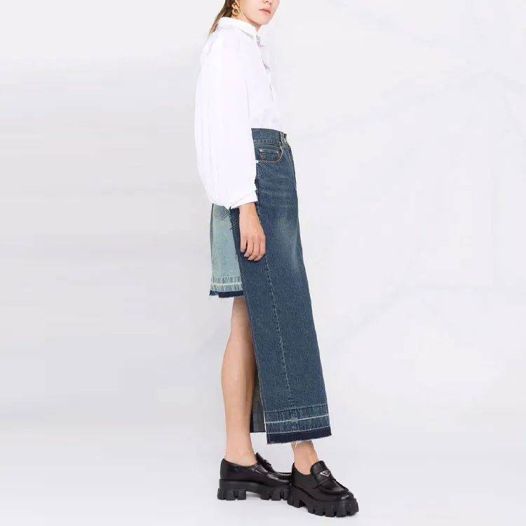 Sacai Denim Long Skirts Women's Blue-3