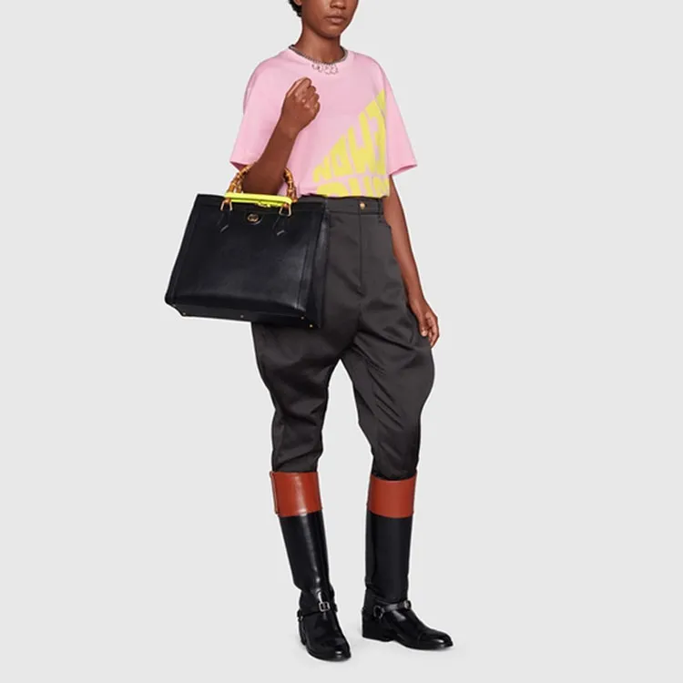GUCCI Women's Lemon GUCCI Print T Shirt Pink/Yellow-2