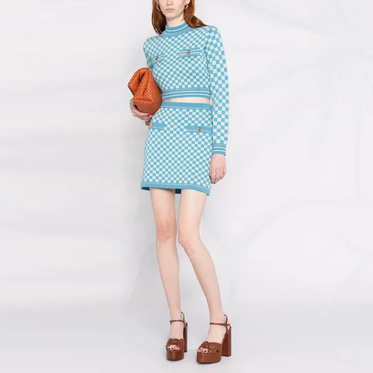 VERSACE Knit Skirt 'Sky/Mint'-1