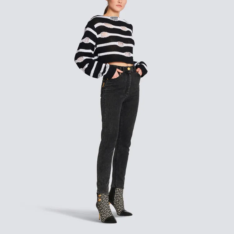 BALMAIN Logo plaque Denim Jeans-1