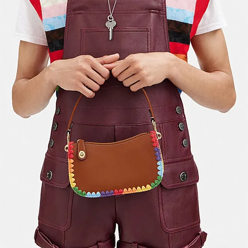 COACH Swinger Cow Leather Shoulder Bag Women's Brown-3
