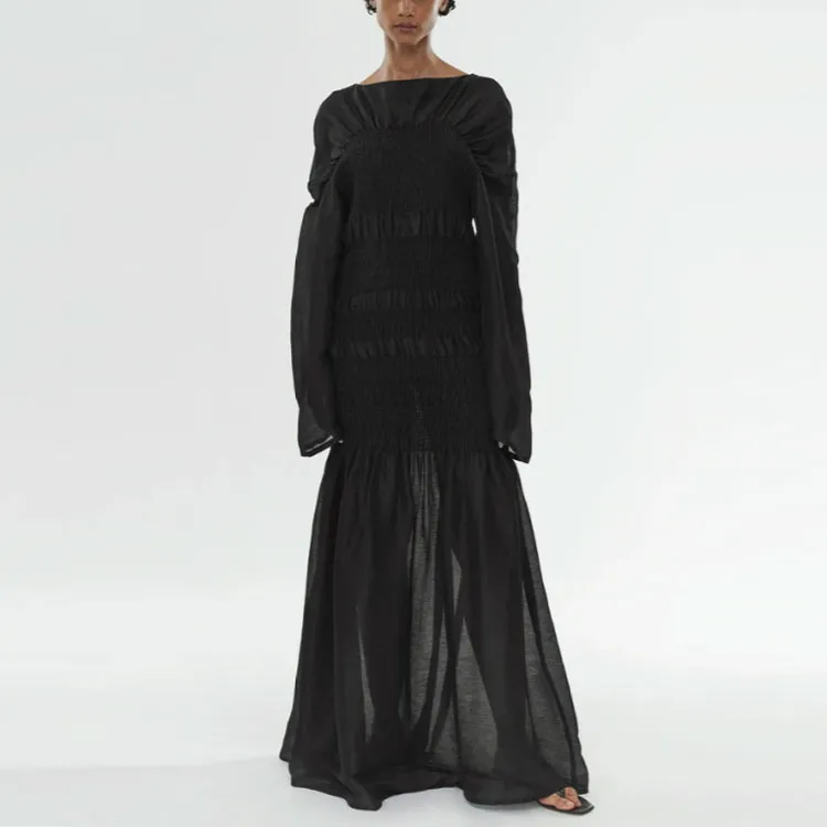 TOTEME Long-Sleeved Dresses Women's Black-1