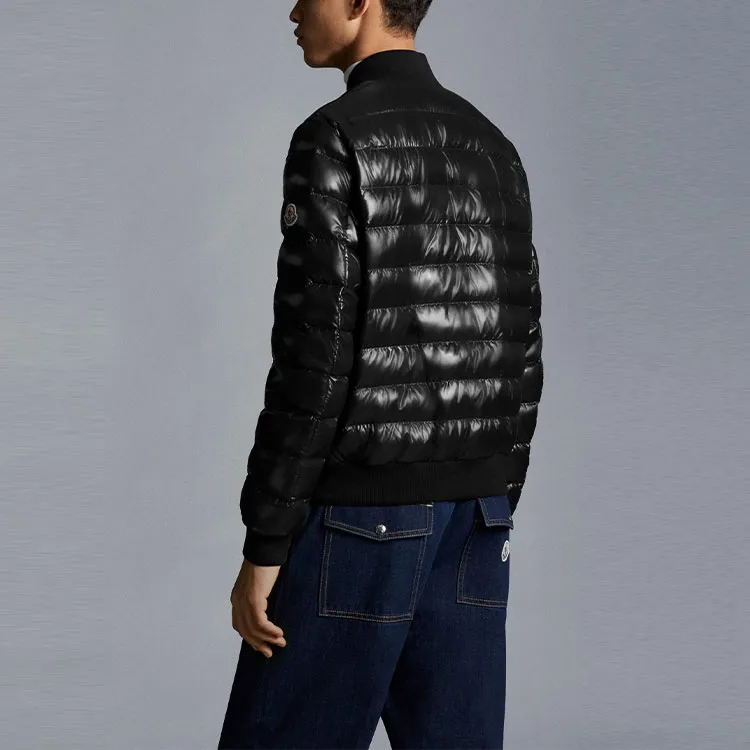 Moncler FW22 Solid Color Stand Collar Loose Fit Down Jacket Men's Black-3