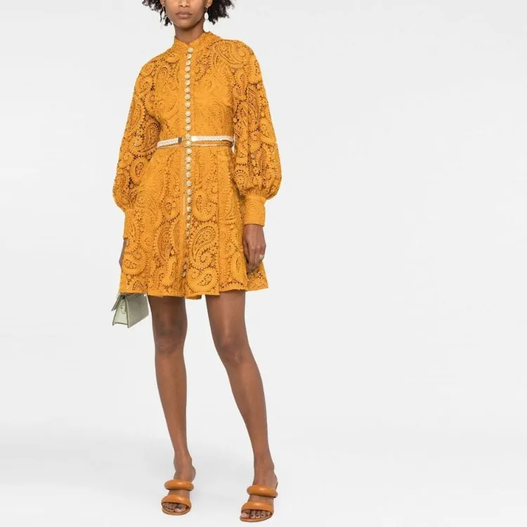 Zimmermann Long Sleeved Dress Women's Yellow-1